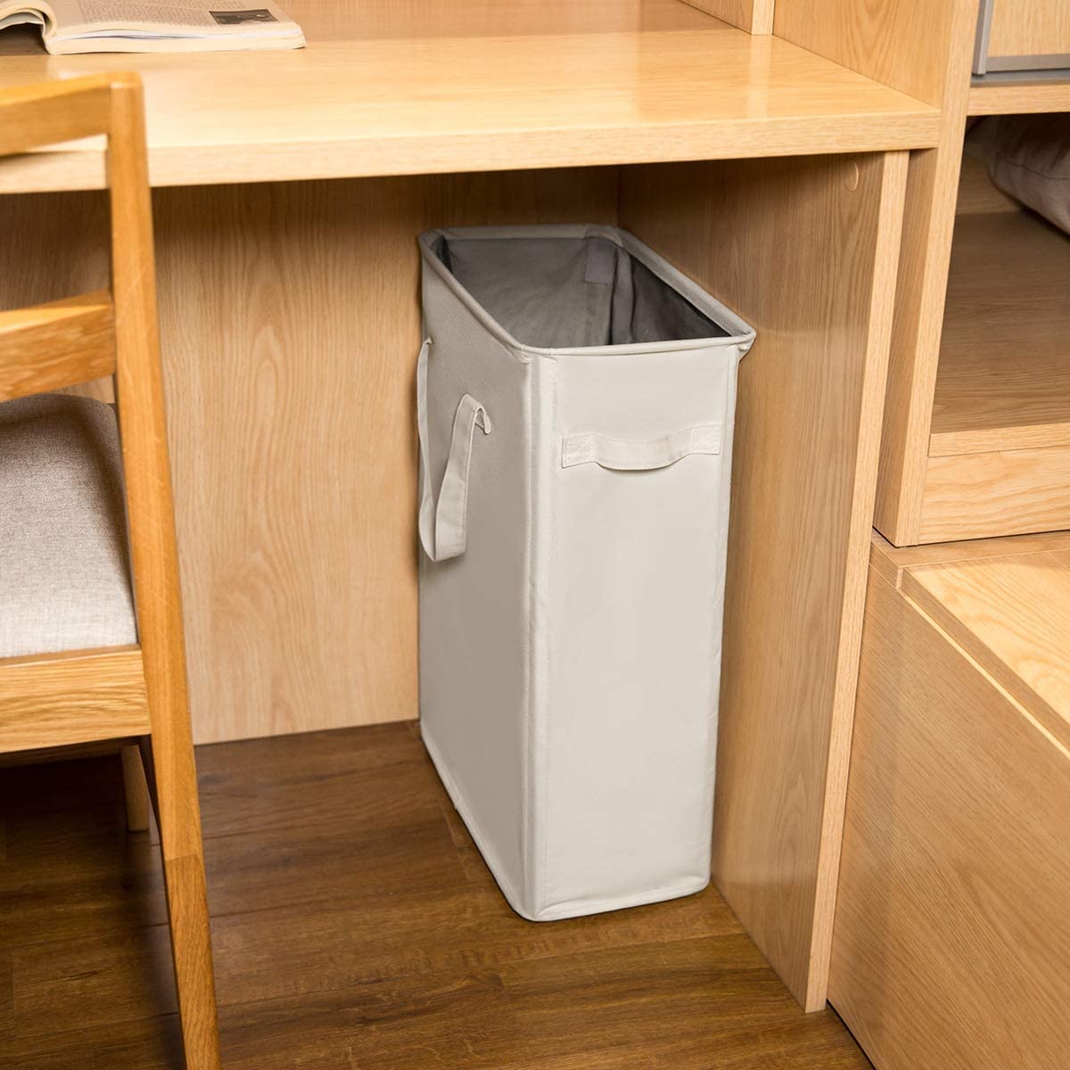 Small Laundry Hamper 45L – Slim Collapsible Hamper With Handles for Small Spaces (22 inches,Beige) – ZERO JET LAG