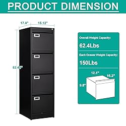 SISESOL 4 Drawer Vertical File Cabinet with