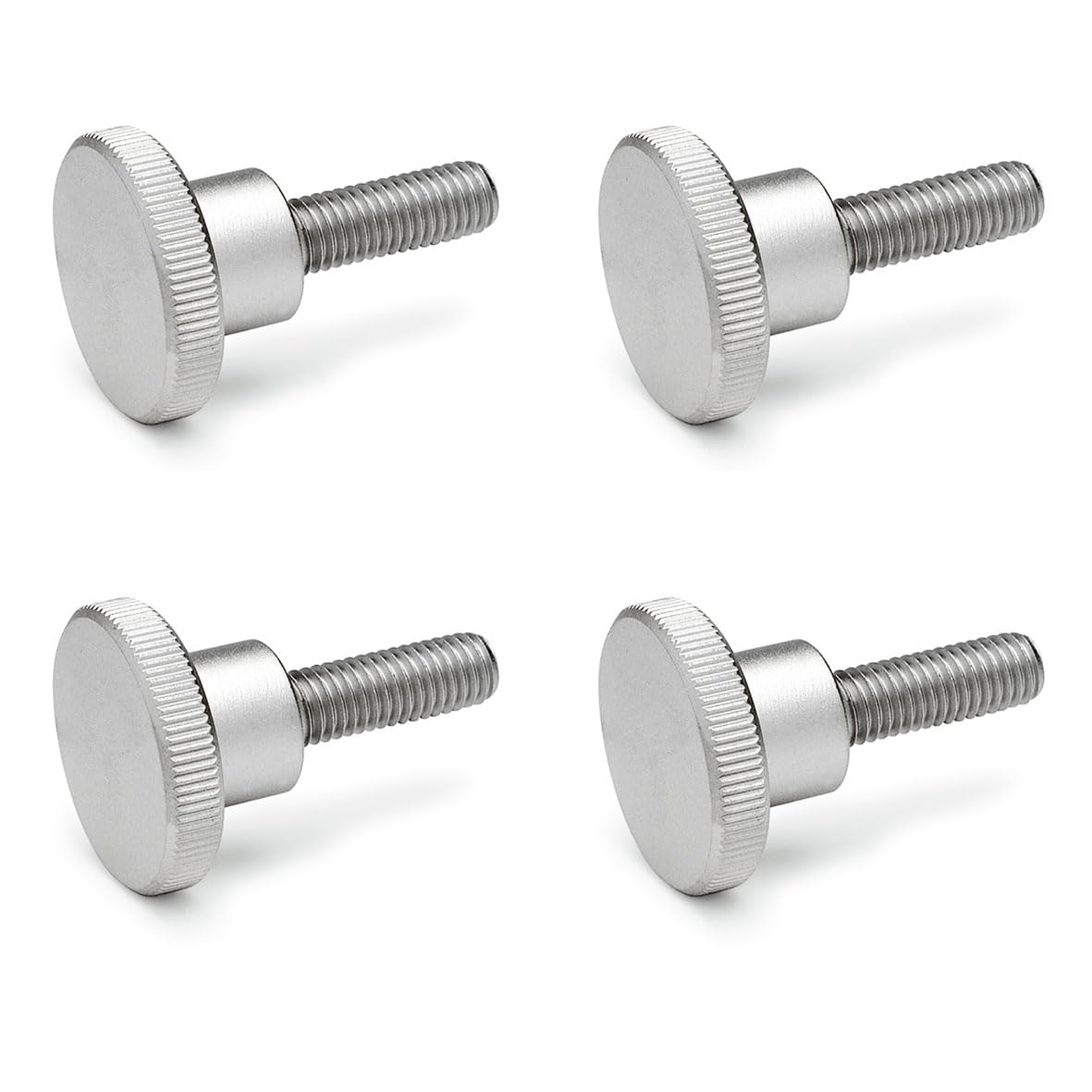 Ganter Normelemente High knurled screws, DIN 464-M2-10-NI, thread M2, thread length: 10 mm, stainless steel NI, pack of 4
