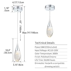 JoollySun Crystal Pendant Light Fixtures: Chrome