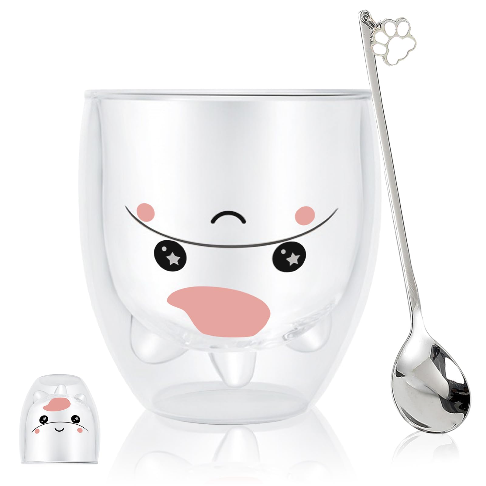 Binoster Cute Mugs Glasses Double Wall Insulated Glasses Espresso Cup, Coffee Cup, Tea Cup, Milk Cup, Best Gifts for Women Office and Personal Cute Unicorn Christmas,Birthday Gifts