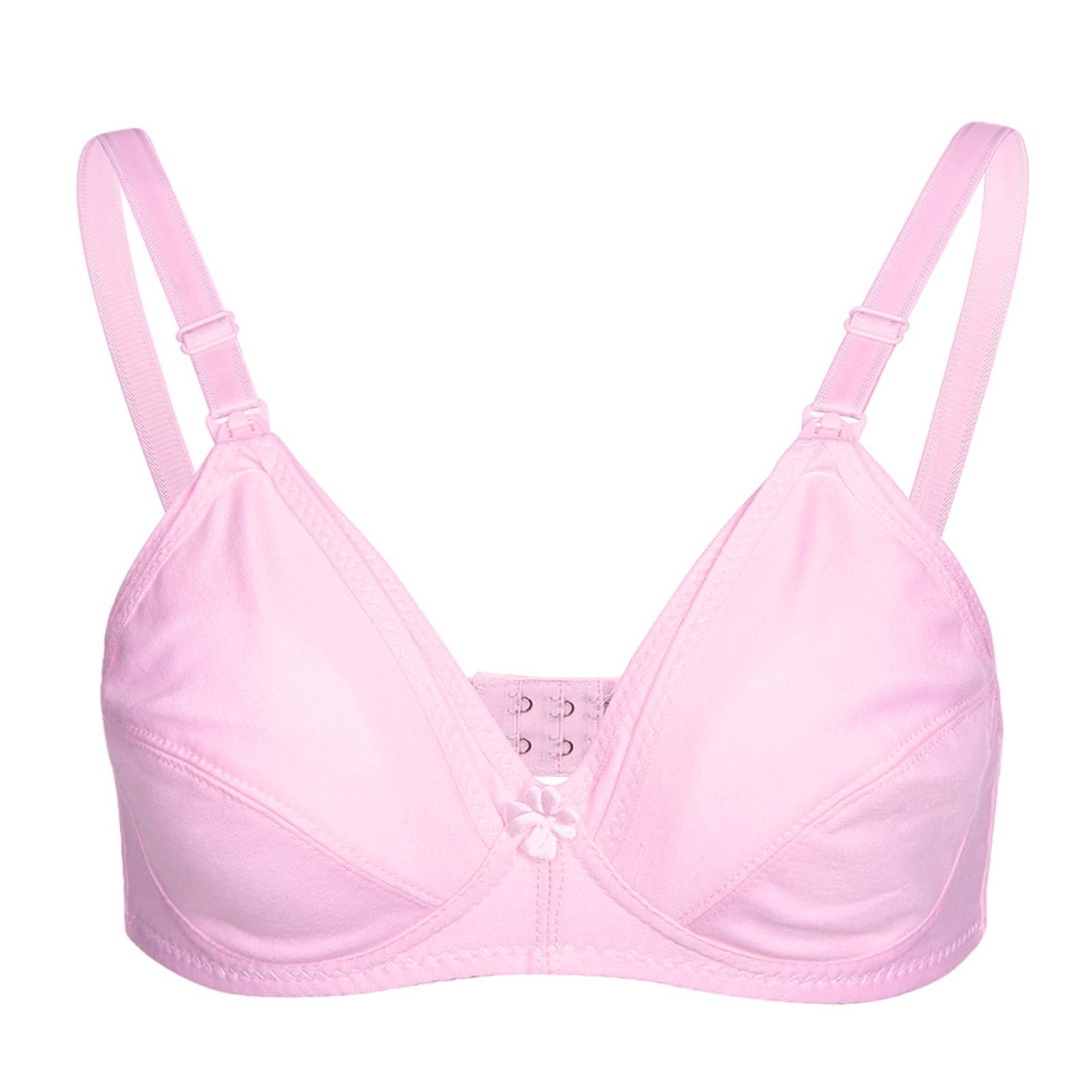 Garosa Women Maternity Nursing Bra Breathable Seamless Cotton Lace Front Opening Wire-Free Comfort Support Pregnancy Breastfeeding Bras (38/85-Pink)