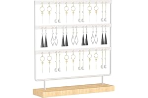 Ausalivan Earring Holder Organizer,Pierced Large Earrings Display Stand For Selling,Small Stud Earring Organizer Rack,Hoop Earring Storage Hanger Tree (White, 3 tier)