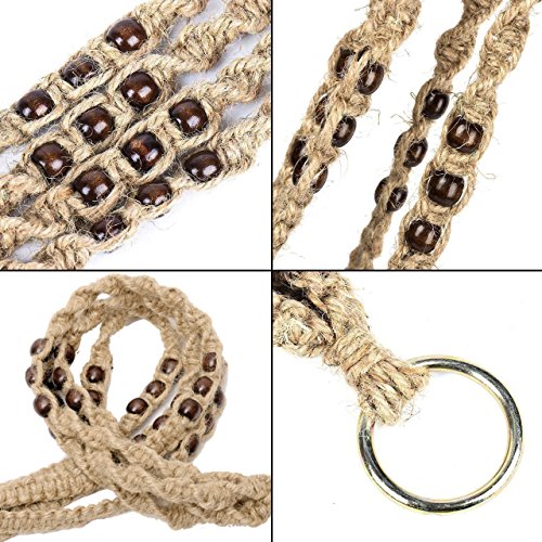 Newcomdigi  Macrame Plant Hanger Indoor Outdoor Hanging Planter Basket Jute Rope 4 Legs 40 Inch - Thumbnail 5