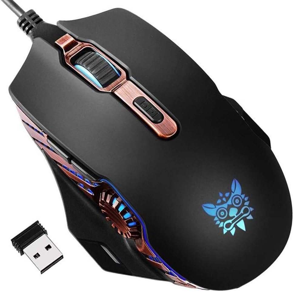 ONIKUMA Lag-Free Wired Wireless Gaming Mouse Rechargeable, Accurate 16000 5G Optical Sensor, 16.8 Million Chroma RGB 6 Breathing Backlit, 6000 DPI 5 Level Adjustable, Ergonomic Esports Gaming Mouse