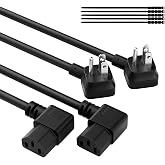 Elecan 3-Prong 45 Degree Flat to 90 Angled Plug Replacement Power Cord 3 Ft/2 Pack, Heatproof Flexible Durable AC Device Power Cable for Appliance Computer TV Monitor, ETL 18AWG 125V 10A