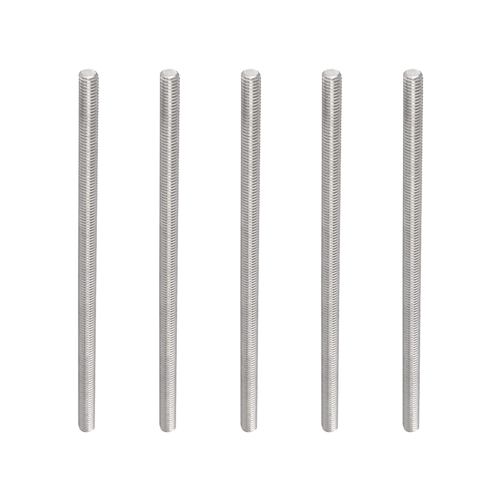 Rebower Fully Threaded Rod 304 Stainless Steel Rod Bar Studs, [for Hangers and Clamps and U-Bolts] - M6x140mm Male Threaded /Silver/5Pack
