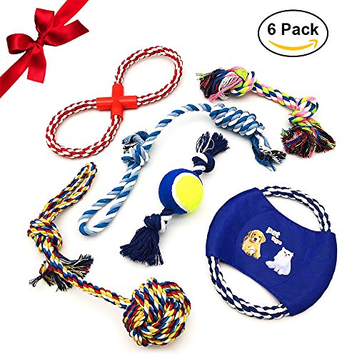 Dog Rope Toys ANICOR Color Rope Durable Chew Toys Cotton Rope Clean the teeth Toys For Small, Medium and Large Dogs 6 Pack Gift Set ( Multi-color)
