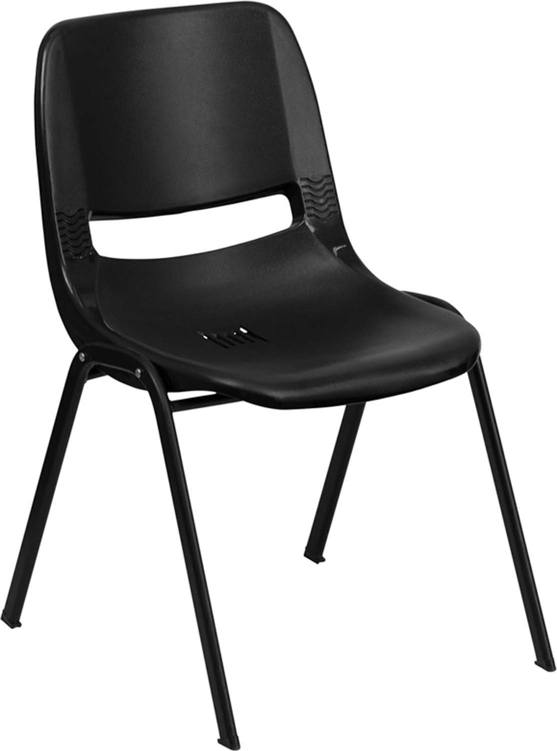 Flash Furniture HERCULES Series 880 lb. Capacity Black Ergonomic Shell Stack Chair 5 pack