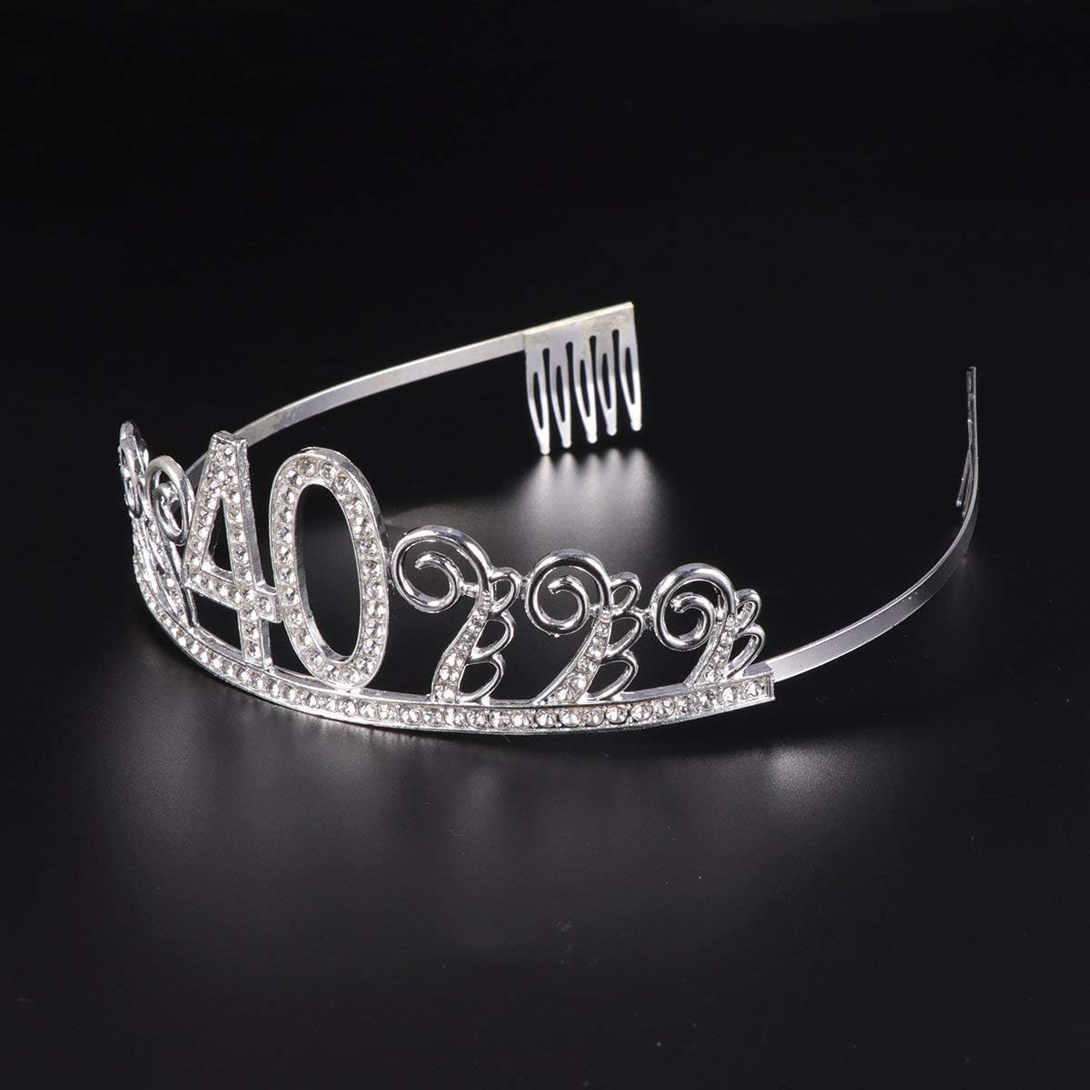 byou Tiara Set including Satin Sash - Silver, Jewelry for Women's 40th Birthday Party - Image 4