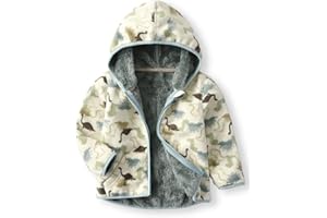 YUHANWOO Toddler Printed Polar Fleece hooded Jacket Baby Boys Girls Kids Winter Warm Spring Autumn Outerwear Soft Lightweight