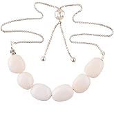 Natural White Opal Bar Bracelet, Plain Oval Beads Gemstone, Adjustable Slider Chain, Energy Healing Crystals, Birthday, Gift for Her, Gemstone Jewelry for Women 10-inch AAA+ Quality (opal)