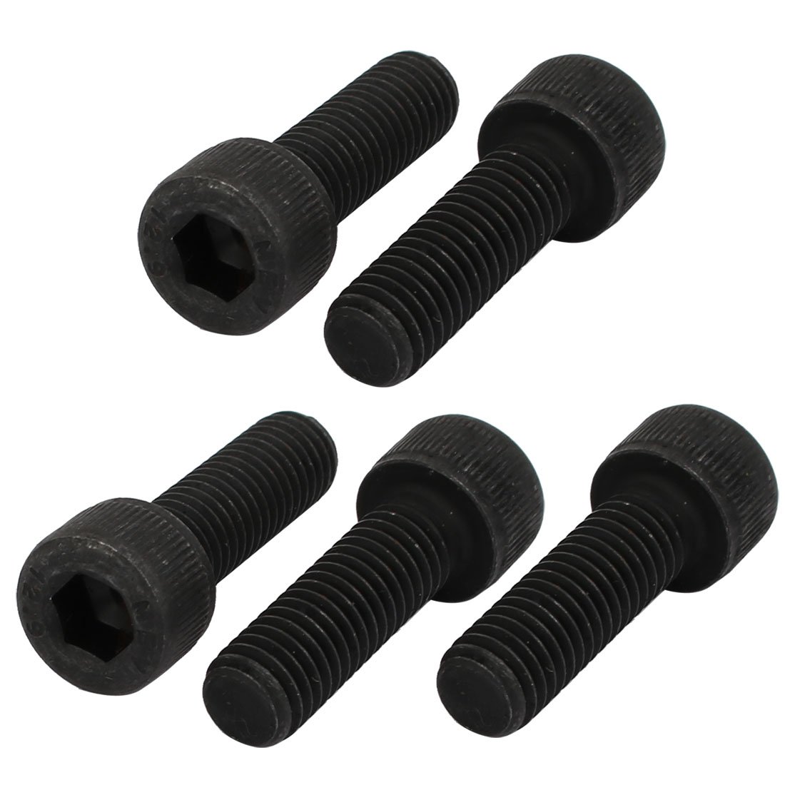 Sourcingmap 5pcs M8x25mm Fully Thread 12.9 Grade Hex Socket Cap Left Hand Screw Bolt Black