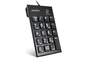 Perixx PERIPAD-202HB, Numeric Keypad for Laptop - USB - Built-in 2xUSB Hub - Tab Key Feature - Full Size 19 Keys - Big Print 