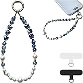 KEESOO Elegance of the Sea: Pearl & Crystal Original Design Phone Charm with 2 Tether Tabs – Stylish, Durable, and Hands-Free Phone Chain – Compatible with iPhone, Samsung, Pixel & More