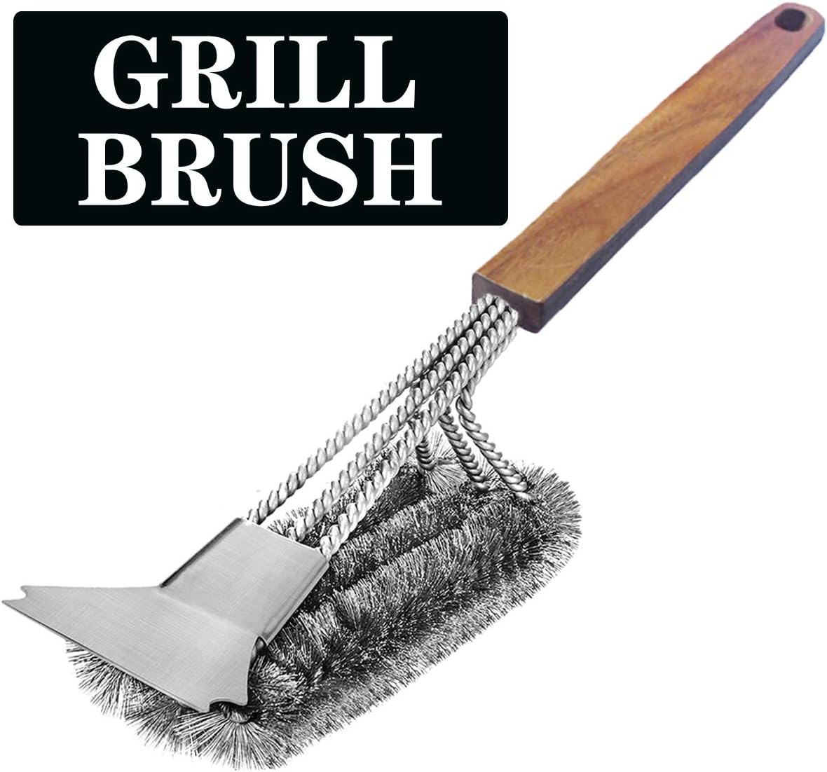 KEESON Grill Brush and Scraper, Safe 18" Large Wooden
