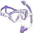 Kids Snorkel Set Dry Top Snorkel Mask Snorkeling Gear for Kids Boys Girls Youth, No Leak Comfy Mouthpiece Anti-Fog 180° Panoramic View Scuba Diving Swim Pool Equipment Snorkel Kit