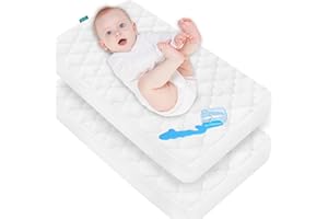 BILOBAN Cradle Bassinet Mattress Pad Cover, 2 Pack, for 36" × 18" Standard Cradle Mattress, Ultra Soft Microfiber Surface and Extra Waterproof Layer, Washer & Dryer Friendly