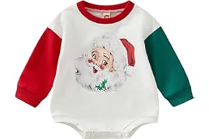 Karuedoo Christmas Baby Boy Girl Clothes Santa Claus Sweatshirt Romper Crewneck Oversized Long Sleeve Bodysuit Outfit