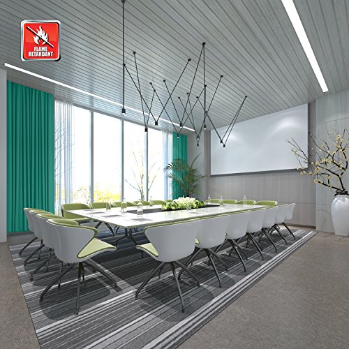 cololeaf Flame Retardant/Resistant Blackout Room Darkening Thermal Insulated Grommet Curtain For Home, Kitchen, Office, Hotel, School, Cinema and Hospital- Turquoise 52W x 96L Inch (1 Panel) - Thumbnail 7