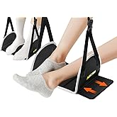 2-Pack Upgraded Airplane Foot Hammock with Removable Base & Memory Foam - Wide Hardboard Support No-Collapse Foot Rest for Long Flights, Office, Travel - Thickened Design Travel Essentials