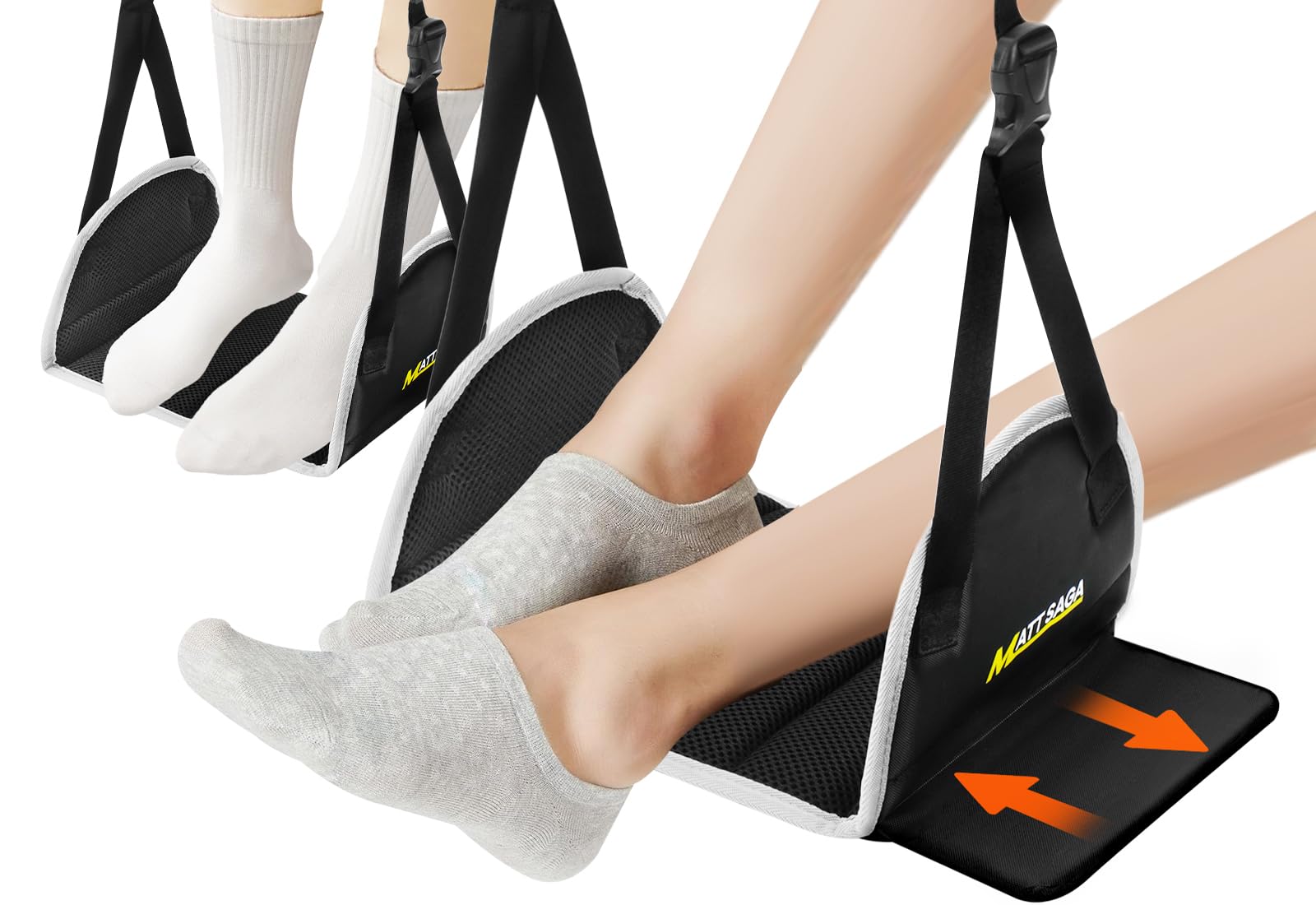 Photo 1 of 2-Pack Airplane Foot Hammock Adjustable Foot Rest Hammock,Foot Hammock for Travel Essentials,by Thicked Memory Cotton Filling with Support Plates (2 Pack)