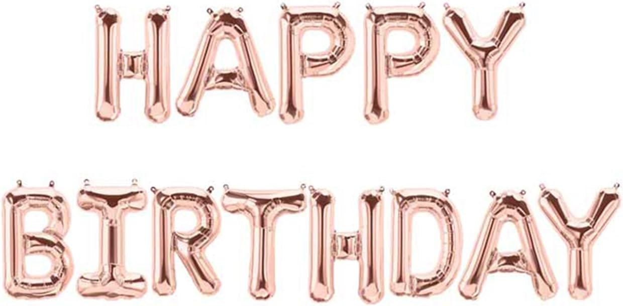 Happy Birthday Party Balloons, Foil Birthday Decoration Letter Balloons Banner for Anniversaries, Wedding, 1st Birthday, Kinds of Parties Supplies Rose Gold