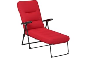 Outsunny Outdoor Lounge Chair with Padded Cushion, Folding Reclining Patio Garden Chair with Recline Back, Footrest, for Pool