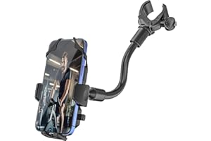 Kolasels Gooseneck Bike Phone Holder Handlebar Clamp for Treadmill, Peloton, Spin Bike, Wheelchair, Bicycle, Stroller, Bike Phone Mount for iPhone 16 Pro Max, 15 14 13 Mini, 4-7" Smartphone