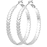 ABPBA 925 Sterling Silver Hoop Earrings for Women Hypoallergenic Heart Large Hoops Earrings Dainty Sterling Silver Heart Earring Hoops for Women 40/50/60/70mm