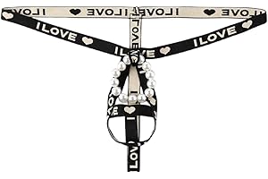 Men's Solid Color Pearl Ring Hollow Design Underwear Thong for Moments