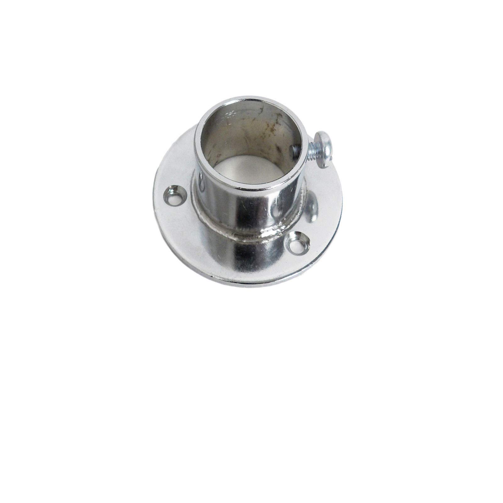 CompleteShopfittings Premium Wall Floor Flange 32mm Diameter New Clothes Garment Rail Walk In Wardrobe Chrome Tubing Hanging Rail System