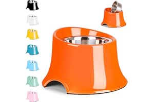 Petvillage Elevated Dog Bowls, [Prevention of Vertebrae Disease] Non-Slip Dog Bowl with Stainless Steel Bowl, High Capacity Dog Food Bowls, Dog Bowls for Medium Size Dogs M/2 Cup Orange