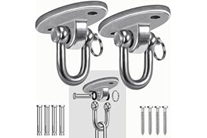 SELEWARE 2 Pack 2000 lb Capacity Stainless Steel 180° Swing Hangers Heavy Duty Swing Hooks for Concrete Ceiling Wooden Hangin