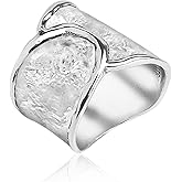 JEAN RACHEL JEWELRY 925 Sterling Silver Hammered Ring for Women - Organic Chunky Ring, Finish Vintage Design, Nickel Free - Hypoallergenic Collection.