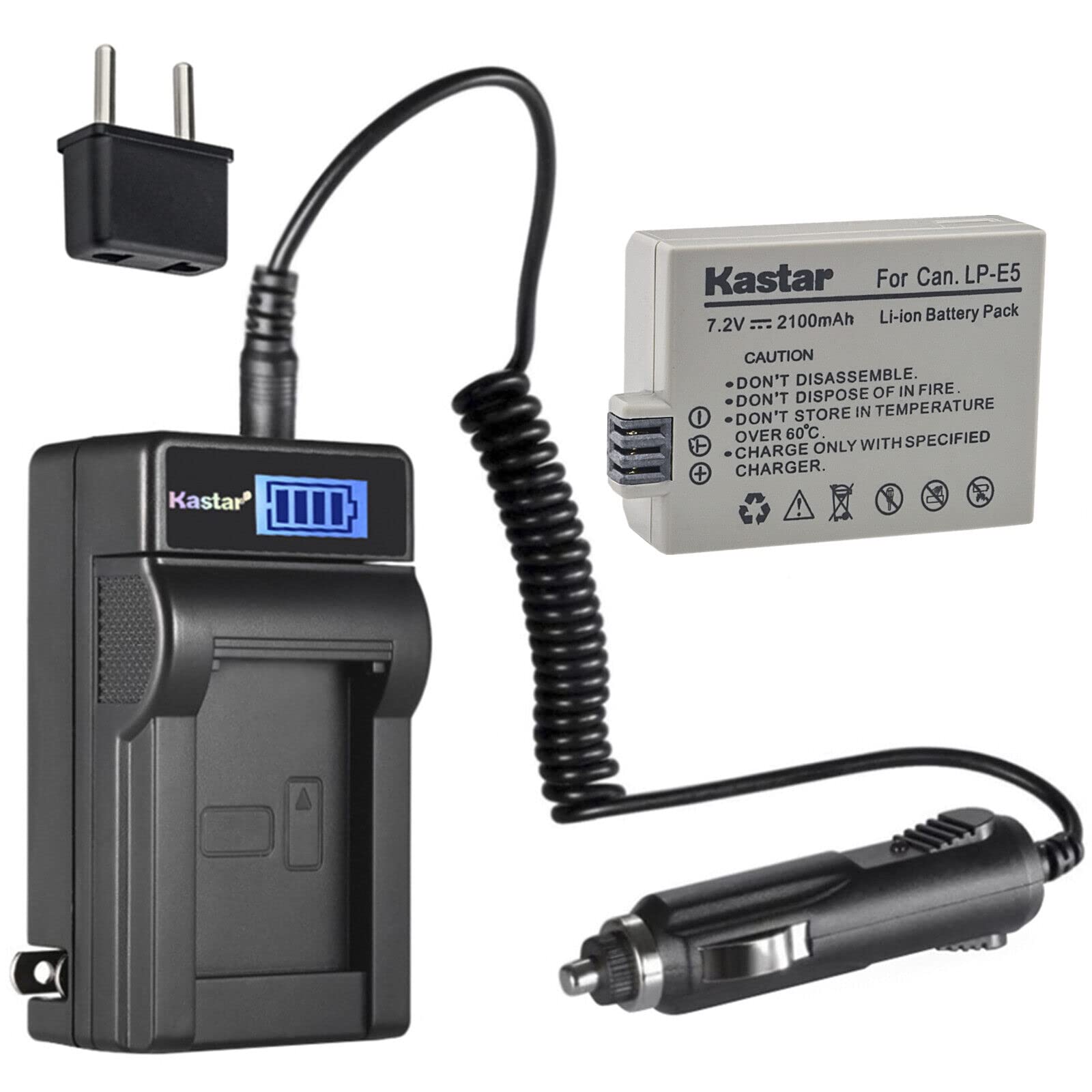 Kastar 1-Pack LP-E5 Battery and LCD AC Charger