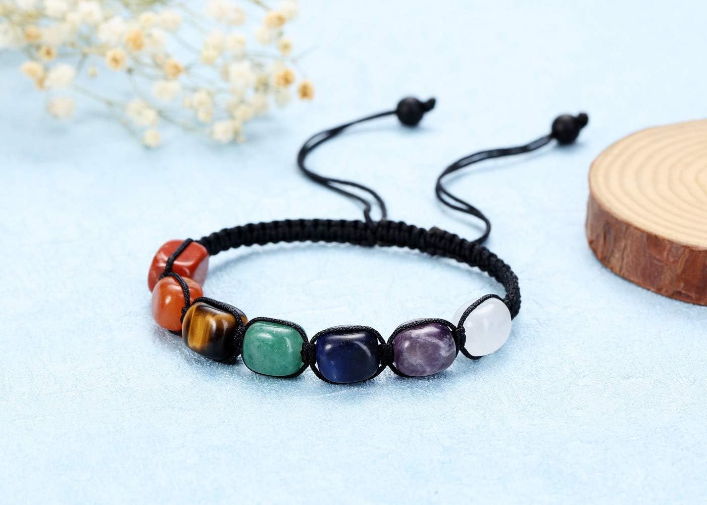 JOVIVI 7 Chakra Healing Crystal Bracelet Women Natural Gemstones Yoga Reiki Chakras Stone Beads Anxiety Braided Bracelet Adjustable Jewellery - Image 4