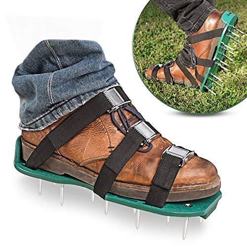 Lawn Aerator ShoesSturdy, Effective & Easy to Use with 4 Straps and Heavy Duty Metal Buckles - Spiked Sandals Shoes Garden Tool