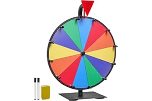 VEVOR 12 in Spinning Prize Wheel, 12 Slots Spinning Wheel with Stand, Tabletop Win Fortune Roulette with a Dry Erase and 2 Ma