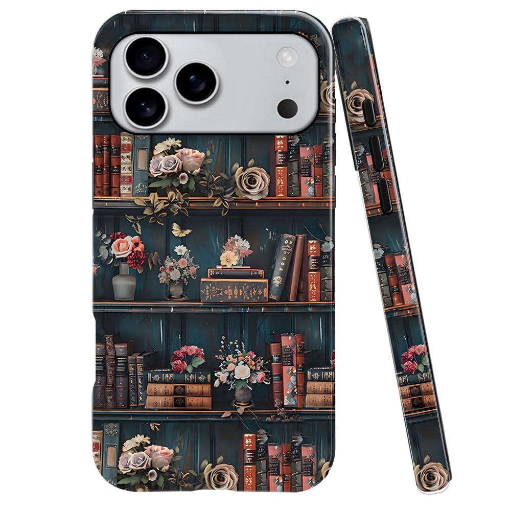 Case for iPhone 17 Pro Max,Fits Glossy Case Design for Girl Women,Retro Floral Book Vintage