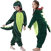 Plustrong Kids Onesie Pajamas Halloween Costumes for Boys Girls Flannel Animal Onesie Halloween Costumes for Kids