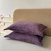 Flannel Pillow Cases King Size Set of 2,Super Soft and Cozy Fuzzy Fleece Pillow Case Cover 20 x 36 Inches with Zipper Closure,Luxury Fluffy Plush Pillow Pillowcase for Fall and Winter,Purple