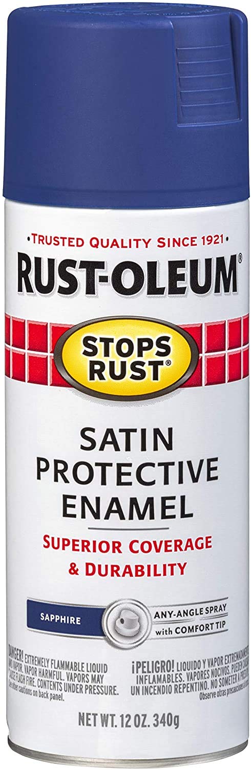 Rust-Oleum 276270 Stops Rust Protective Satin Enamel Spray Paint for Metal, Alloy and Wood (Satin Sapphire - 340 Grams)