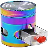 CigaMaTe Grinder Herb Grinder 4 Pieces Rainbow Grinders 2.5'' Zinc Alloy Clear top Grinder with Drawer (Colorful)