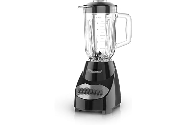Black+Decker Countertop Blender with 5-Cup Glass Jar, 10-Speed Settings, Black, BL2010BG