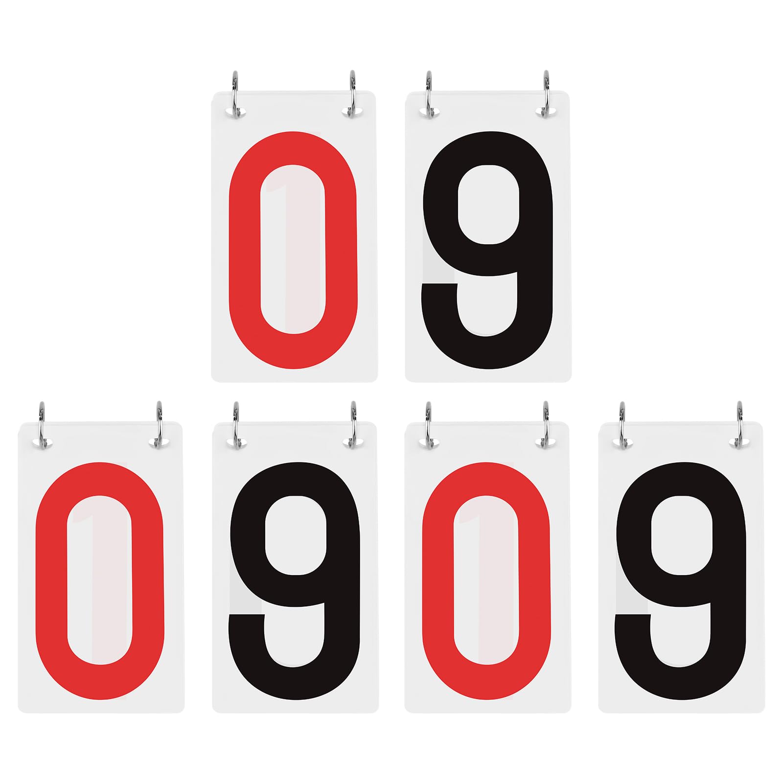 GOGO 6 Sets Score Reporter, 3-1/8 x 5-1/2 Inches Number Flip Chart for Scoreboard 0-9, Red & Black