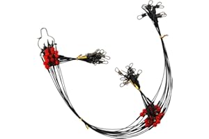 AGOOL Fishing Leader Saltwater Tackle Rig with Swivel Snaps Beads Surf Fishing Rigs High Strength Steel Wire Leaders Gear Equipment for Lures Bait Hooks, 1Arm 2Arms & 3Arms