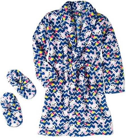 Blue Bunny Girls Robe and Slipper 2pc Gift Set Size Small 4/5