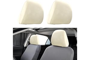 gunhunt Pack-2 Car Headrest Covers, Soft Dust-Proof Protector Covers, Seat Headrest Cover Replacement, Breathable Automobile Decoration Kit, Universal for Most Cars, Trucks, SUVs (Beige #Thick Model)