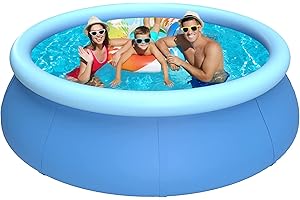 OLYMSOLD Inflatable Swimming Pool, Swimming Pool Above Ground 8ft x 25in, Round Inflatable Pools Adult, Quick Set Inflatable Pool, Top Ring Summer Water Party Pools, Outdoor Pool for Backyard Family